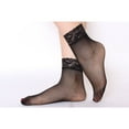 thumbnail image 5 of Milue Women Sexy Summer Short Over Ankle Boat Socks Fishnet Mesh Black Floral Lace Pat, 5 of 14