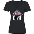 thumbnail image 3 of Inktastic Birthday Diva in Pink with Tiara Women's V-Neck T-Shirt, 3 of 5