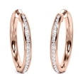 thumbnail image 1 of JeenMata Deslumbrantes Aros de Eternidad de Diamantes de Talla Brillante Redondos de 0,8 Quilates con Canal Pavé en Baño de Oro Rosa de 18 K sobre Plata, 1 of 4
