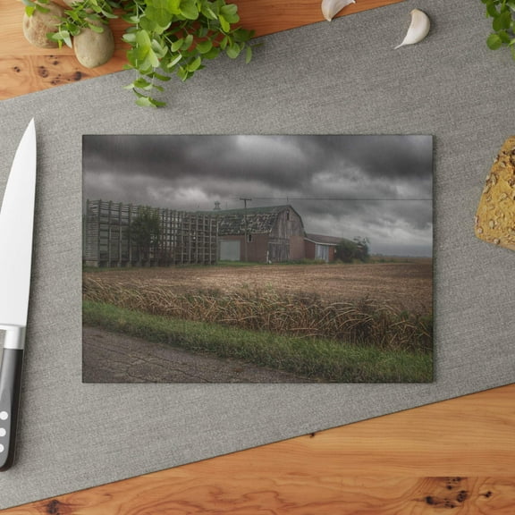 U R There Photography Weaver Road Brown Rustic Farmhouse Tempered-Glass Cutting Board 8"x 11"