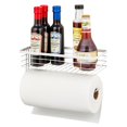 thumbnail image 4 of mDesign Steel Horizontal Wall Mounted Paper Towel Holder with Basket - White, 4 of 6