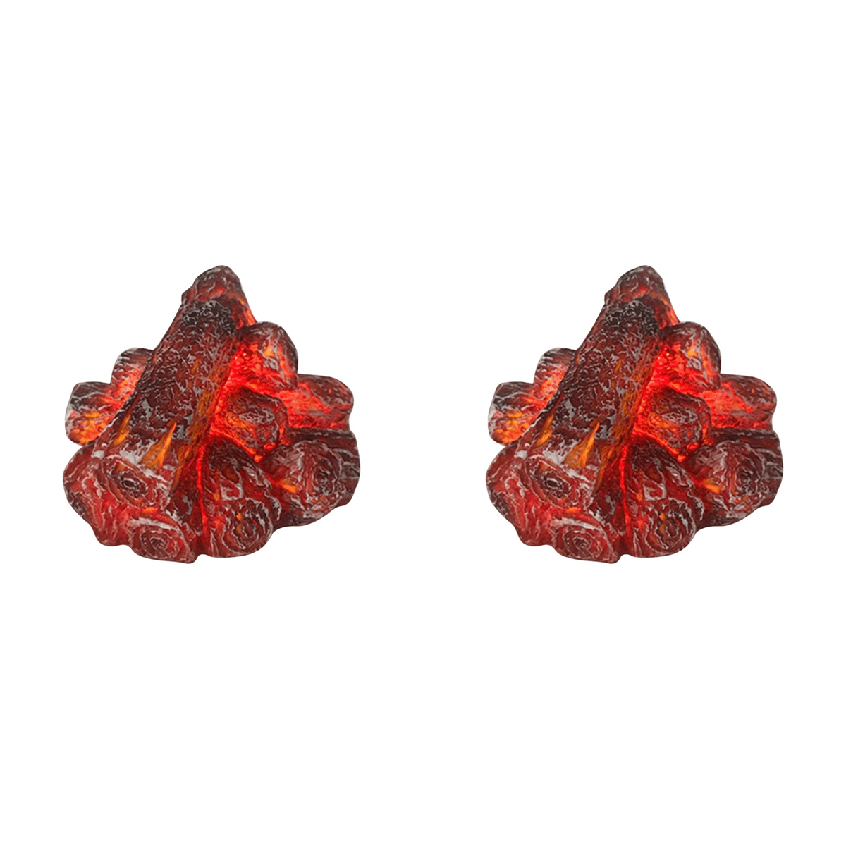 2X LED Artificial Fire Flame Light, Flameless Fireplace Light LED Fireplace with Realistic Log Wood Burning Flame