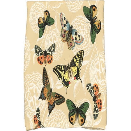 Simply Daisy 18 x 30 Antique Butterflies and Flowers Animal Print Kitchen Towel