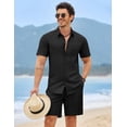 thumbnail image 3 of COOFANDY 2 Piece Set for Men Cruise Outfits Set Mens Summer Vacation Outfit Short Sleeve Button Down Shirts, 3 of 7