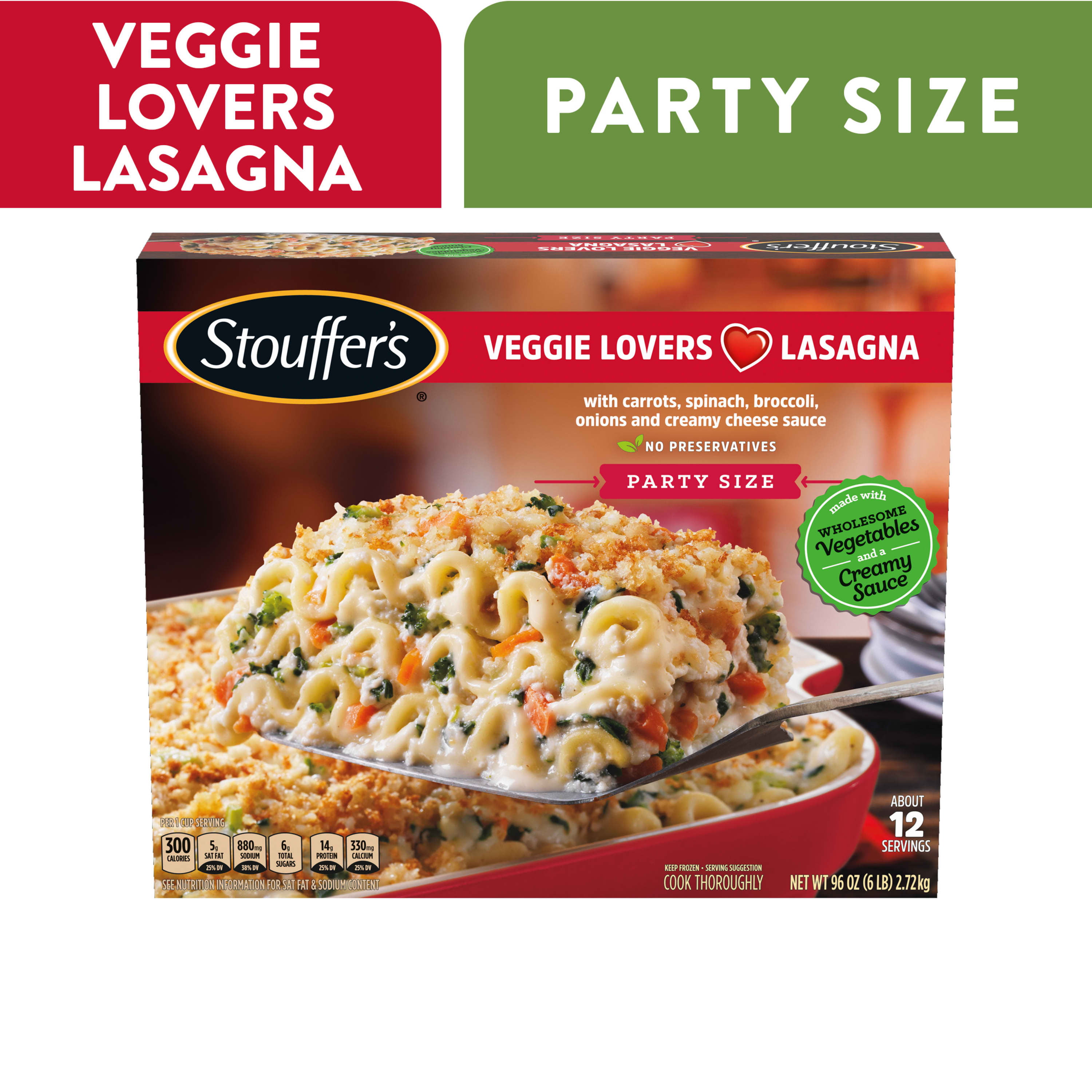 Stouffer's Veggie Lovers Lasagna Party Size Meal, 96 oz (Frozen)