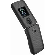 Nakedcellphone Holster Series for TCL Flip 3 Phone Case, Slim Hard Shell Cover and Belt Clip Holder Combination - Black Tread