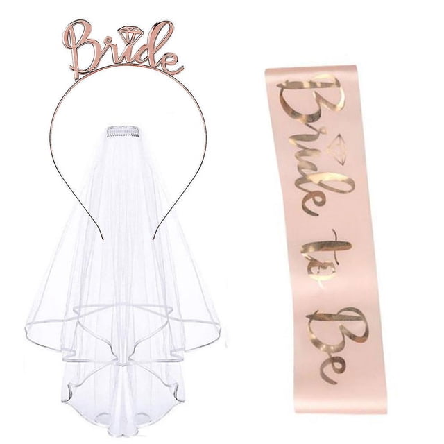 Faja y velo Bride To Be ZHCH con tiara Blanca y Decoraciones de despedida de soltera de oro Rosa
