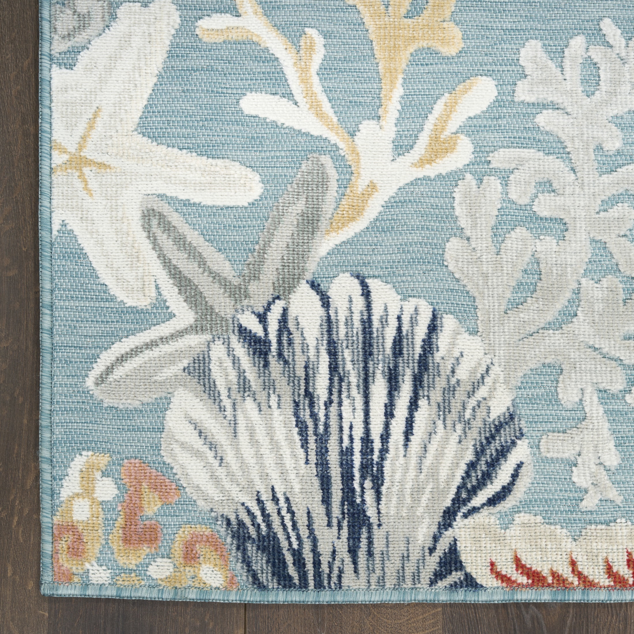 Nourison Suncoast 4' x 6' Teal Multicolor Coastal, Nautical & Beach Rug