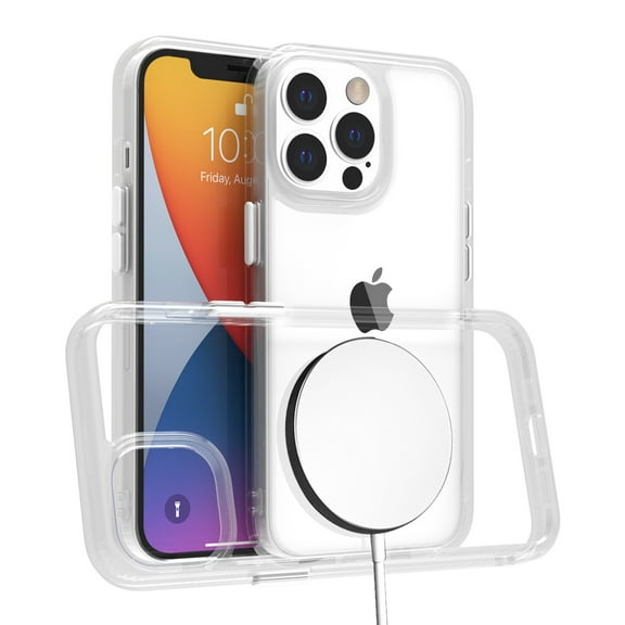 Dteck Compatible with iPhone 14 Pro Case, Clear Magnetic Case with Built-in Magnets Compatible with MagSafe, Crystal Clear [Yellow Resistant] Slim Soft TPU Bumper Glass Back Cover, Clear