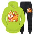thumbnail image 5 of Conjunto de ropa deportiva con estampado de animé Shiba Inu para hombre, sudadera y pantalones con estampado de perro y animal, conjunto de 2 piezas, sudaderas y chándales divertidos para hombre, 5 of 5