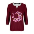 thumbnail image 4 of NSLGXD Women's Breast Cancer Awareness 3/4 Sleeve Shirts Casual V Neck Pink Ribbon Print Spread The Hope Tee Tops Fall Lightweight Pullover Shirts, 4 of 4