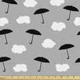 thumbnail image 1 of Umbrella Fabric by the Yard, Repeating Parasol Silhouettes Clouds in Sky Monochromatic Illustration, Upholstery Fabric for Dining Chairs Home Decor Accents, Pale Taupe Black White by Ambesonne, 1 of 5