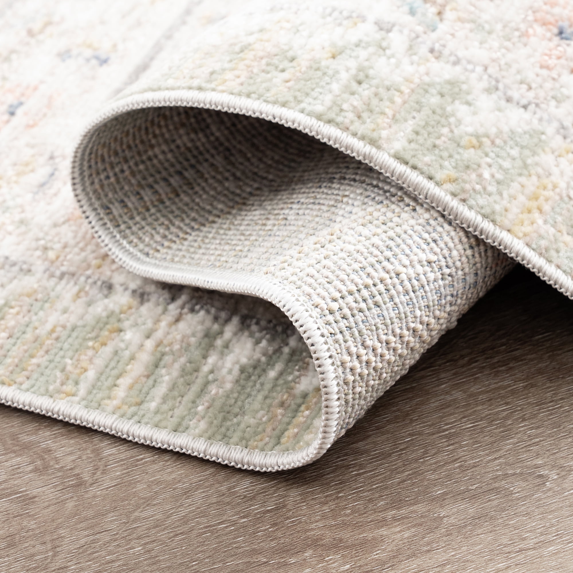 Crestwood Traditional Oriental 2x8 Cream and Aqua Polyester Indoor Runner Rug, 2'3'' x 7'7''