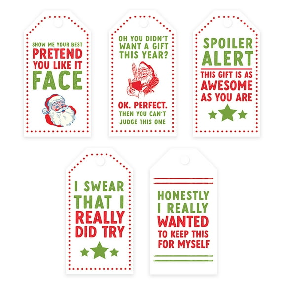 Koyal Wholesale Classic Funny Christmas Gift Tags with String Silly Card Stock Paper Sarcastic Gag Gift, 20-Pack