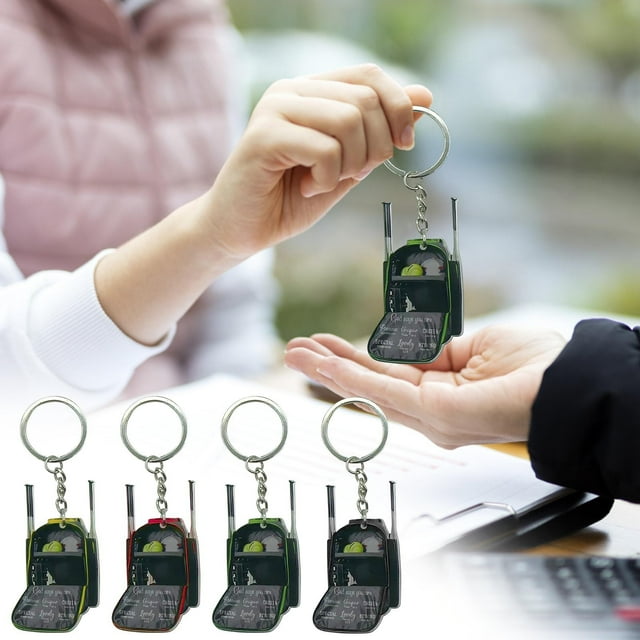 MORESEC 4Pcs Baseball Keychain, Mini Acrylic Baseball Backpack Keychain, Sporty Keyring Pendant, Cute Key Accessory for Fans, Unique Gift for Sports Lovers