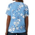 thumbnail image 4 of Mode Femmes Été T-Shirt Uni Col en V Manches Courtes Blouse Décontractée Hauts Offre du Jour, 4 of 6