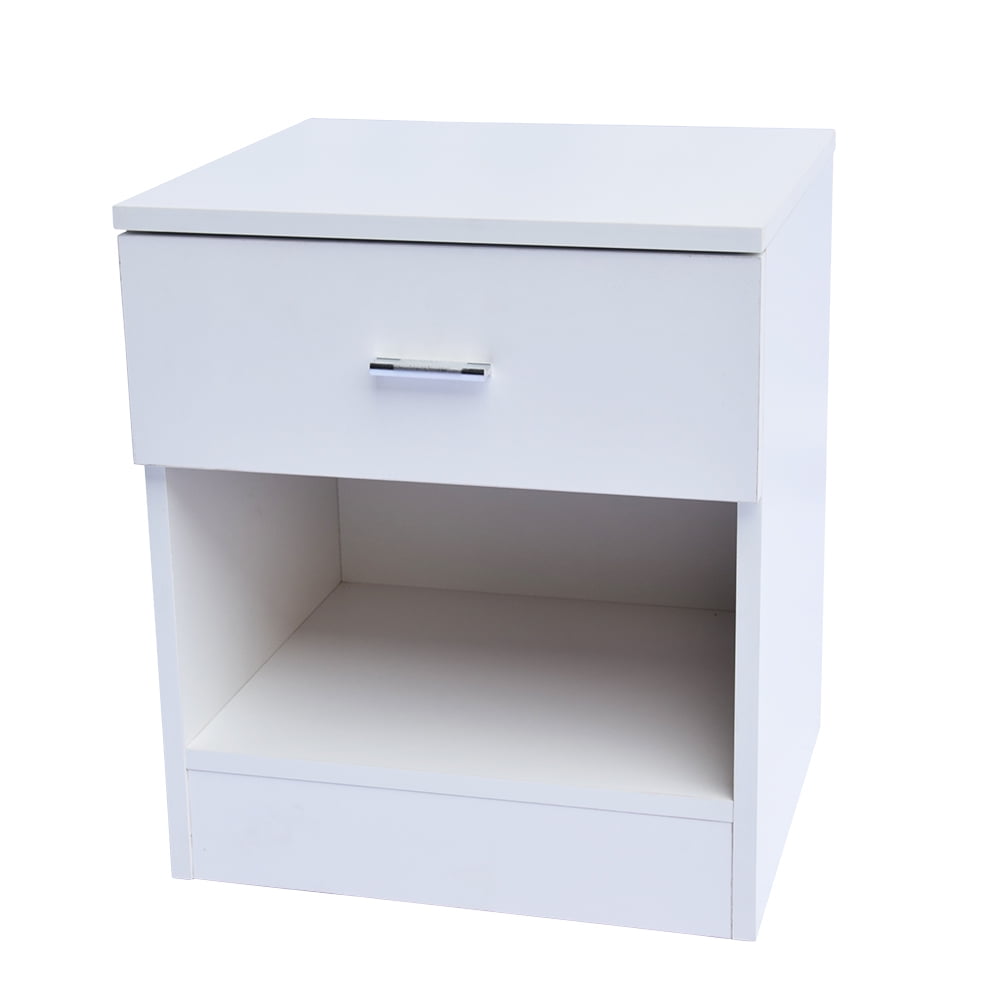 Lowestbest Easy Assembly Nightstand, End Table with Metal Handle, Table with Storage Shelf, Bedside Table for Bedroom, Living Room, Storage Shelves and Drawer, White Lowestbest Easy Assembly Nightstand, End Table with Metal Handle, Table with Storage Shelf, Bedside Table for Bedroom, Living Room, Storage Shelves and Drawer, White