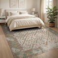 thumbnail image 3 of ODIKA 8'x10' Washable Area Rug Durable, Non-Slip Dining Under Vintage Boho Faded Diamonds Border Large Distressed for Living Room, Sectional, Family, 3 of 7