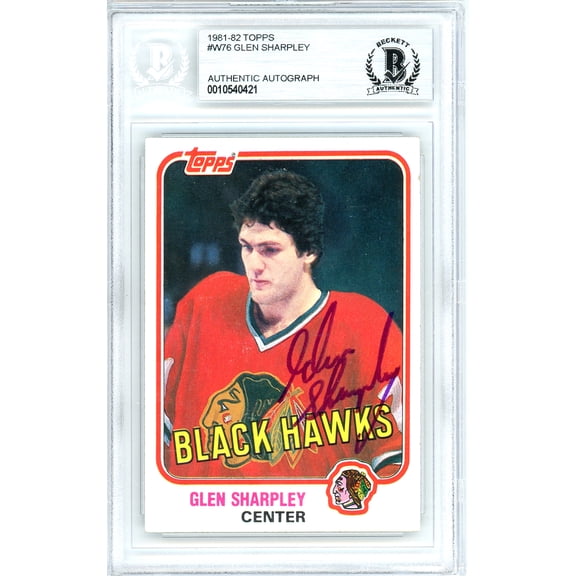 Glen Sharpley Autographed 1981 Topps Card #76 Chicago Blackhawks Beckett BAS #10540421