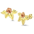 thumbnail image 2 of 10kt Gold Rose with Leaves Stud Earrings, 2 of 3