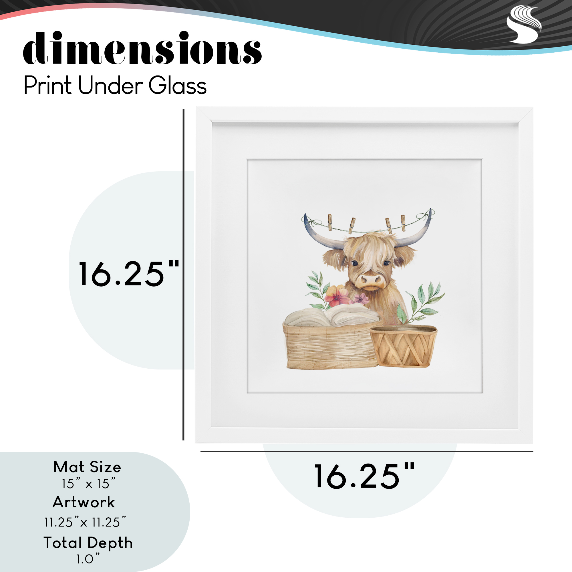 Laundry Day Baby Cattle White Framed Print Under Glass, design by Kim Allen