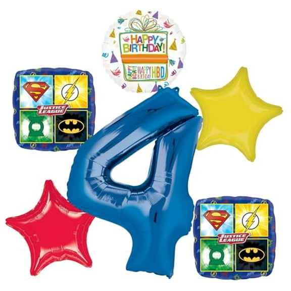 Justice League 4th Birthday Party Supplies Balloon Bouquet Decorations