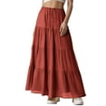 thumbnail image 2 of Jkety A Line Skirt Women's Stylish Spandex Comfy Fold-Over Flare Long Maxi Skirt(Red,M), 2 of 5