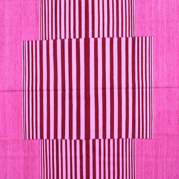 Ahgly Company Indoor Square Abstract Pink Contemporary Area Rugs, 7' Square