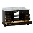 thumbnail image 5 of KBC Harper 60" Solid Wood Single Bathroom Vanity w/ Carrara Stone in Chocolate, 5 of 7