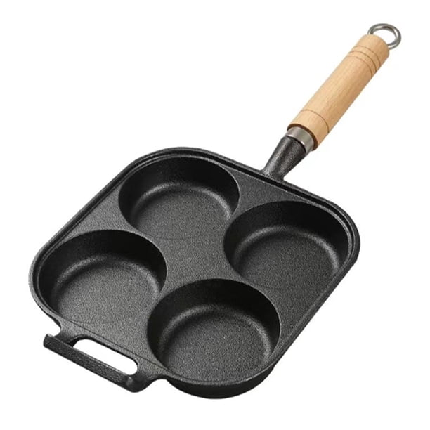 Sartén para Huevos, Olla para Freír Con 4 Orificios, Antiadherente, Conducto de Calor uniforme, Acero Profundizada inoxidable Con Cepillo de Aceite para Cocina Domémica