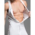thumbnail image 4 of Zaldita Men One Piece Jumpsuits Bodysuit Unitard Tank Top Gym Workout Romper Nightwear Casual Button White XXL, 4 of 6