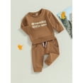 thumbnail image 2 of Arvbitana Toddler Baby Boys 2Pcs Tracksuit Outfits 0M 6M 12M 18M 24M 2T 3T Long Sleeve Letter Embroidery Sweatshirt Casual Jogger Pants Sets Infant Fall Clothes, 2 of 7