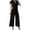 Black, variant on Women's Jumpsuit with Adjustable Waist Stylish Women's V Neck Belted Waist Long Romper Casual Outfit For Spring Summer Fall Season