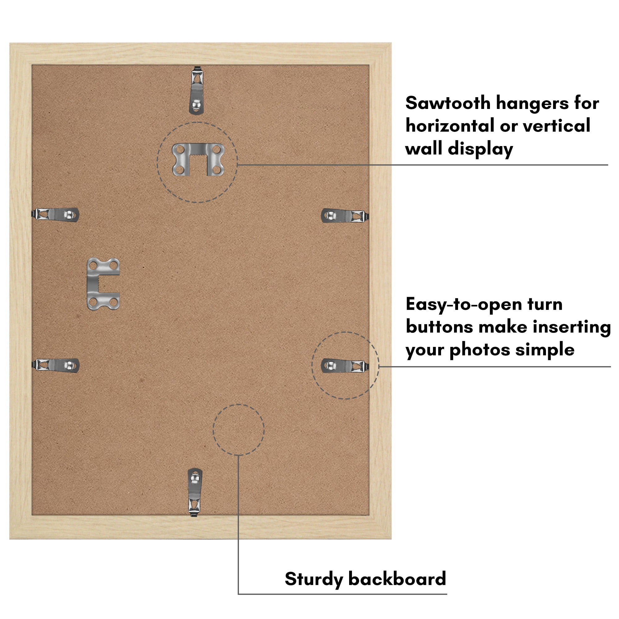 Americanflat 9x12 Picture Frame with Polished Plexiglass with 6x8 Mat 2 Pack Display Photo Wall - Natural Oak