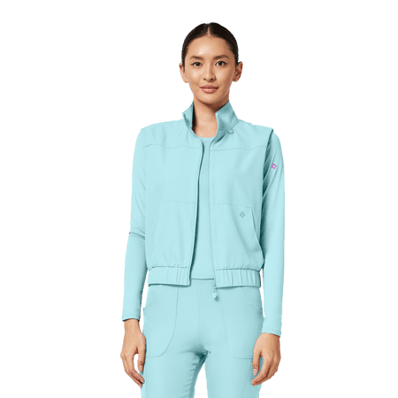Med Couture LUMA Scrub Vest for Women Collared Zip Front Missy Fit Arctic Aqua 2XL