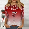 thumbnail image 4 of Gamivast Christmas Shirts for Women Plus Size Three Quarter Sleeve Tops 2025 Fall Crew Neck Xmas Snow Tunic Blouses Holiday Dressy Casual Business Shirts Winter Fashion Vacation Outfits, 4 of 6