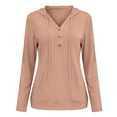 thumbnail image 3 of Womens Long Sleeve V Neck Henley Shirts Hooded Pullover with Thumb Holes, Summer Casual Athletic Running Hiking Tops Quick Dry Workout Clothes with Kangaroo Pocket, 3 of 7