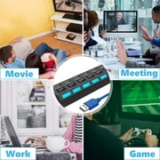 USB Hub 3.0, 7 Port USB Hub Splitter with Individual On/Off LED Switches 2.1ft Extended Long Cable for Laptop, MacBook, Surface Pro