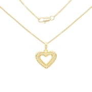 BEBERLINI Heart Pendant 14K Gold Filled 24" Necklace Set Box Chain 1.2 mm Cubic Zirconia Charm Jewelry for Women Adult Female Girl Brass