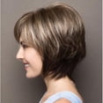 thumbnail image 2 of Peluca corta de estilo europeo y americano para mujer, de cabello corto, castaño, corto, liso, con flequillo roto y esponjoso, 2 of 5