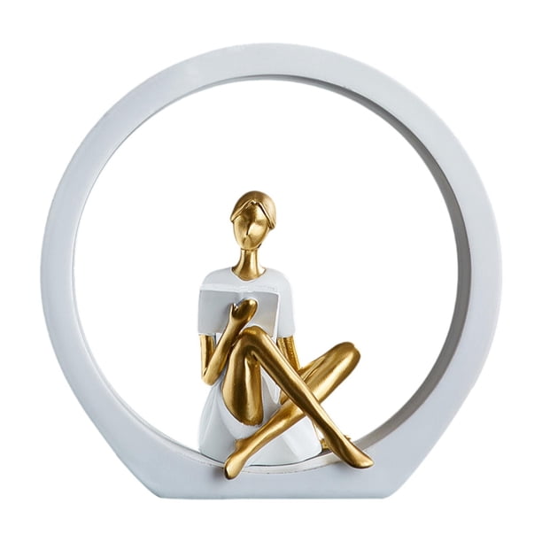 Figura de niña estatua de mujeres elegantes lectores creativos de la tienda de regalos figura del dormitorio escultura abstractor decoración versátil Lectura blanca
