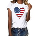 thumbnail image 2 of Fartey Womens American Flag Shirt Independence Day Patriotic T-Shirts Cute USA Flag Heart Graphic Tees 4th of July Short Sleeve Crew Neck Blouses Gifts Clothes White L, 2 of 4