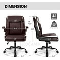 thumbnail image 3 of HYJY Office Desk Chair Executive Computer Ergonomic PU Leather Mid-Back Gaming Chair with Wheels Adjustable Flip-up Armrest Swivel for Home, Bedroom, Study (Brown), 3 of 12