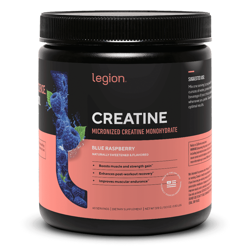 Legion Athletics Creatine Monohydrate Powder, Blue Raspberry, Builds Muscle, Micronized
