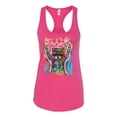 thumbnail image 3 of Wild Bobby, Dean Russo Cosmic Trash Panda Animal Lover Ladies Racerback Tank Top, Raspberry, Small, 3 of 6
