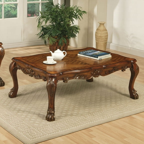 The Cherry Oak Coffee Table with Sturdy Claw Legs - 54" Wide, 36" Thick for Durability