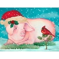 thumbnail image 4 of Laurie Korsgaden 24x19 Black Modern Wood Framed Wall Art Titled - Christmas Pig And Friend, 4 of 6