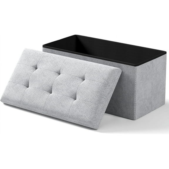 Folding Storage Ottoman Bench, Multi-Functional Ottoman Foot Rest, End of Bed Bench, Storage Chest for Living Room, Bedroom, Hallway, Entryway, Holds Up to 600 lbs (Dark Gray, 30 Inches)