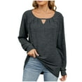 thumbnail image 2 of LEBONYARD Womens Tops Plus Size,Women's New Fashion Casual Solid Color Loose Long Sleeve T-shirt Tops Black XXL, 2 of 8