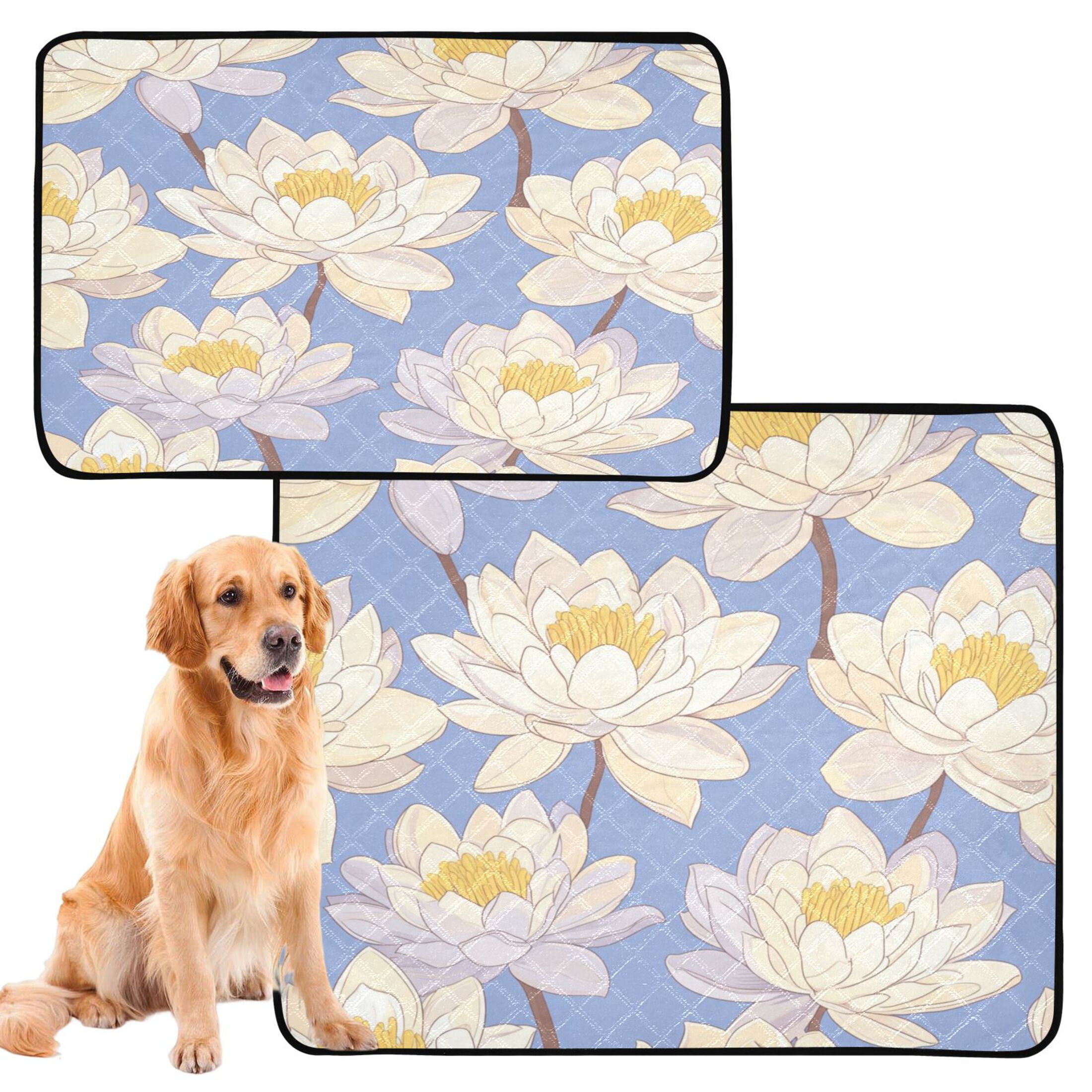 Qxltty A Seamless Pattern Of Water Lilies Cat litter Pads Pet Set of 3 Diaper Mats Center Anti-leakage Layer Absorbent Soft and Comfortable